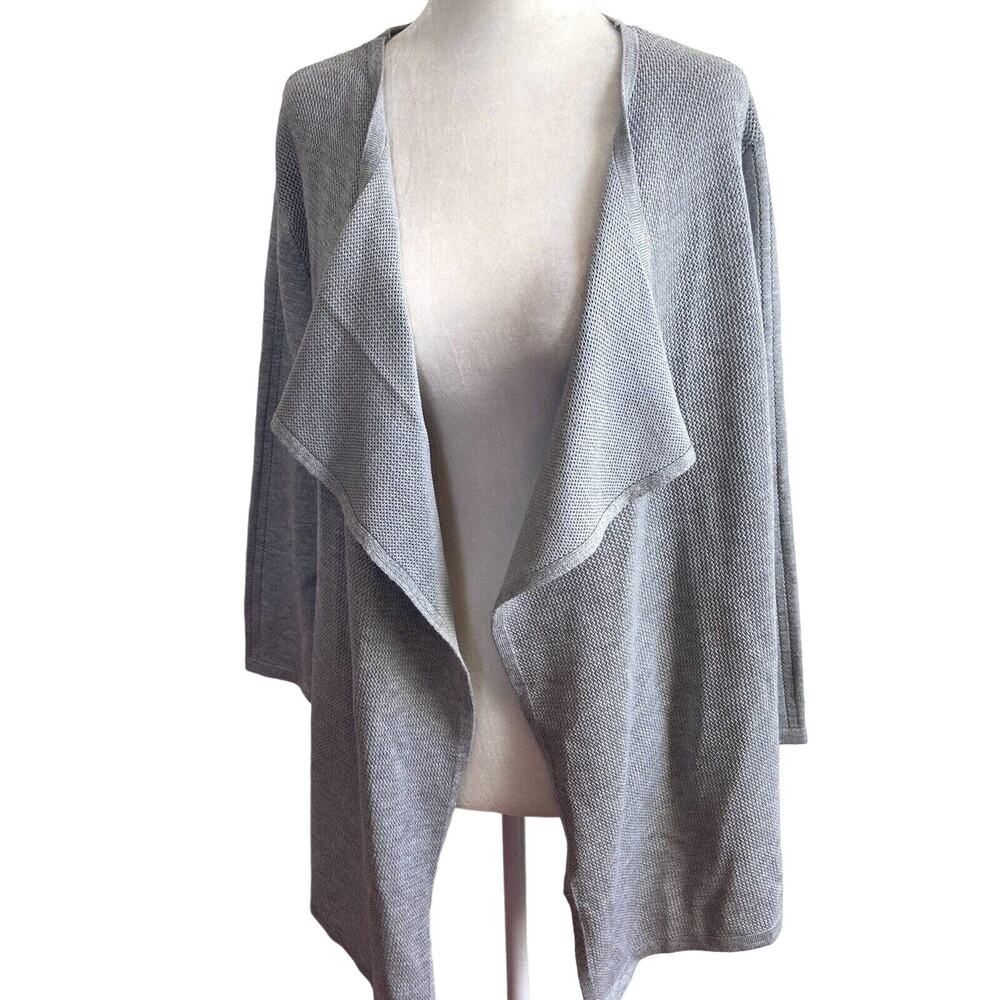 Stitchcount Open Draped Front Lightweight Cardigan Sweater Gray Size XL
